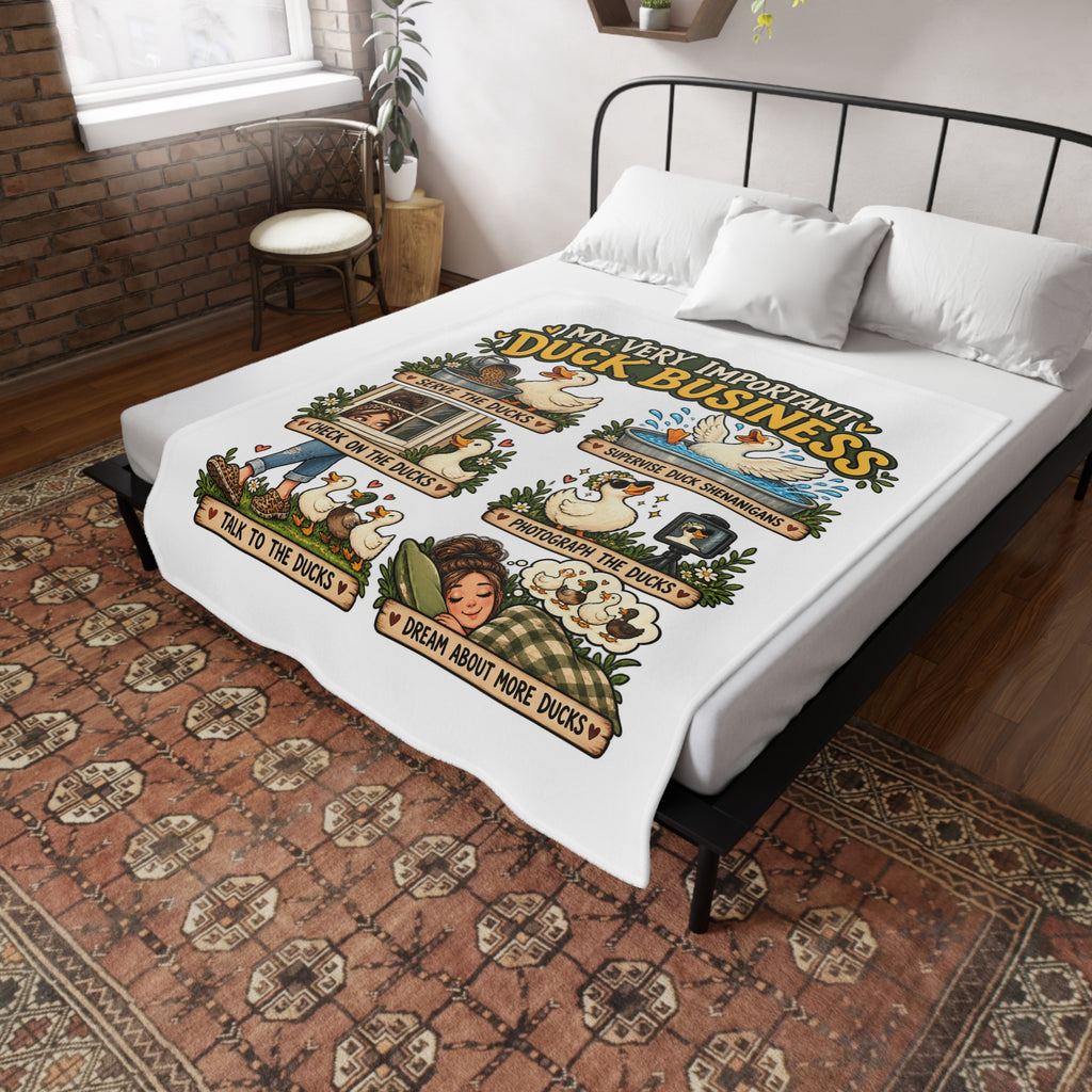 Funny Duck Blanket, My Very Important Duck Business, Duck Lover Gift, Backyard Duck Fleece Blanket
