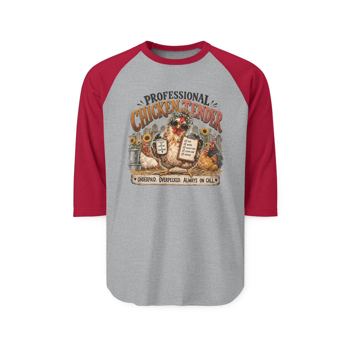 Professional Chicken Tender Shirt | Funny Chicken Lover Raglan Tee | Backyard Chicken Keeper Gift