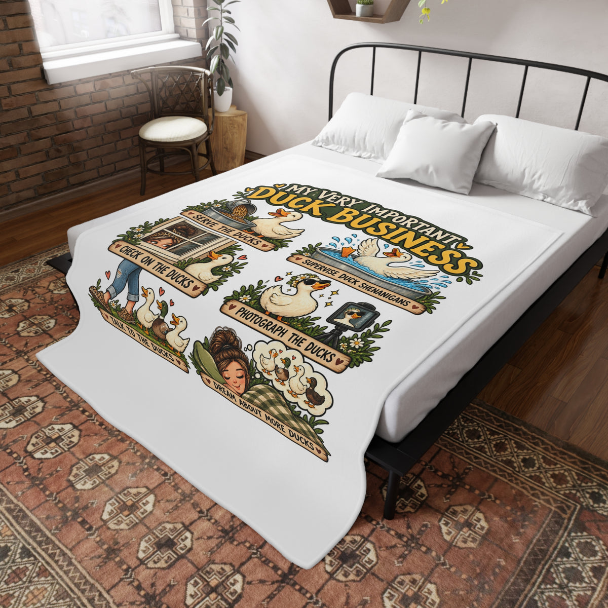 Funny Duck Blanket, My Very Important Duck Business, Duck Lover Gift, Backyard Duck Fleece Blanket