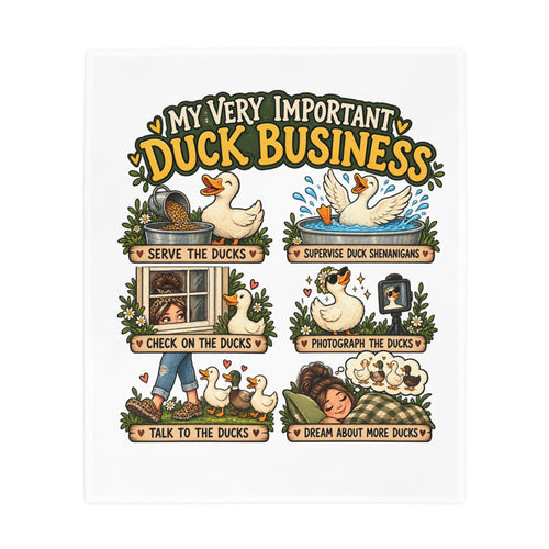 Funny Duck Blanket, My Very Important Duck Business, Duck Lover Gift, Backyard Duck Fleece Blanket