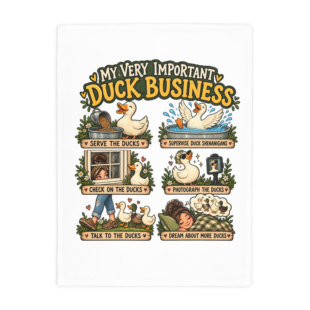 Funny Duck Blanket, My Very Important Duck Business, Duck Lover Gift, Backyard Duck Fleece Blanket