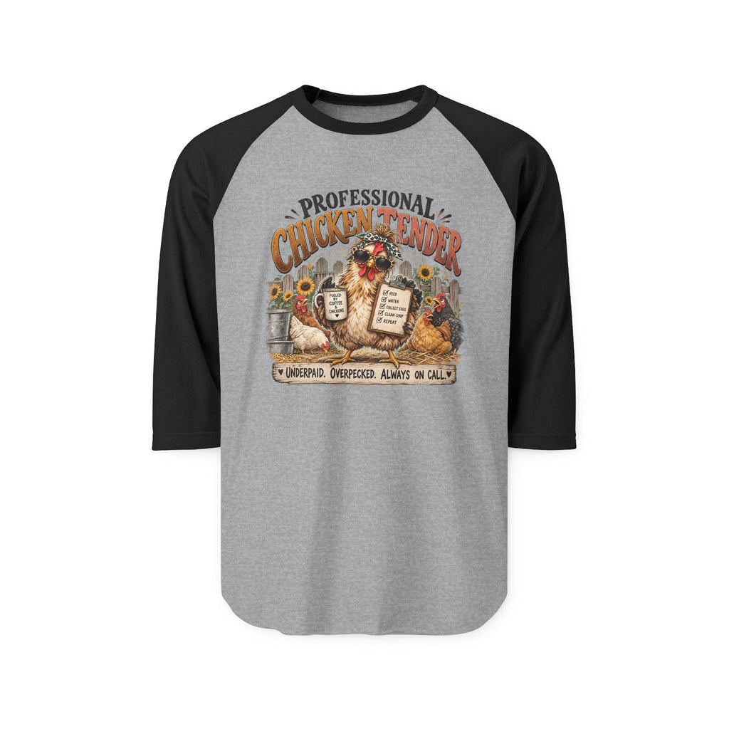Professional Chicken Tender Shirt | Funny Chicken Lover Raglan Tee | Backyard Chicken Keeper Gift